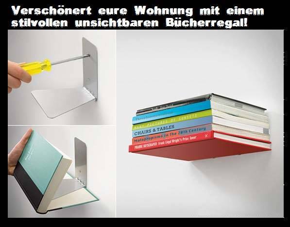 Schwebendes unsichtbares Bücherregal